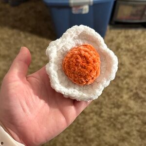 Handmade White and Orange fried egg crochet